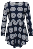 Yellow Casual Print Patchwork O Neck Straight Dresses