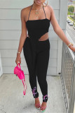 Pink Fashion Sexy Solid Backless Asymmetrical Strapless Sleeveless Two Pieces