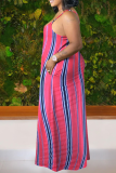 Yellow Casual Print Patchwork Spaghetti Strap Straight Dresses
