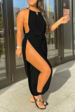 White Sexy Solid Patchwork Spaghetti Strap Harlan Jumpsuits