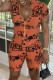 Orange Fashion Casual Print Basic Zipper Collar Regular Romper