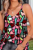 Yellow Casual Print Patchwork V Neck Tops