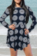 Tibetan Blue Casual Print Patchwork O Neck Straight Dresses