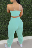 Pink Street Solid Patchwork Frenulum U Neck Sleeveless Two Pieces