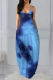 Tibetan Blue Casual Patchwork Tie-dye V Neck Straight Dresses