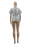 Multicolor Casual Print Patchwork O Neck T-Shirts