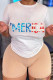 White Fashion Casual Letter Print Basic O Neck T-Shirts