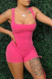 Grey Sexy Solid Hollowed Out Square Collar Skinny Rompers