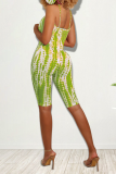 Red Sexy Print Patchwork Spaghetti Strap Skinny Rompers