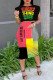 Red Fashion Casual Print Hollowed Out Patchwork O Neck Sleeveless Two Pieces