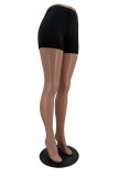 Black Fashion Casual Print Basic Skinny Mid Waist Shorts