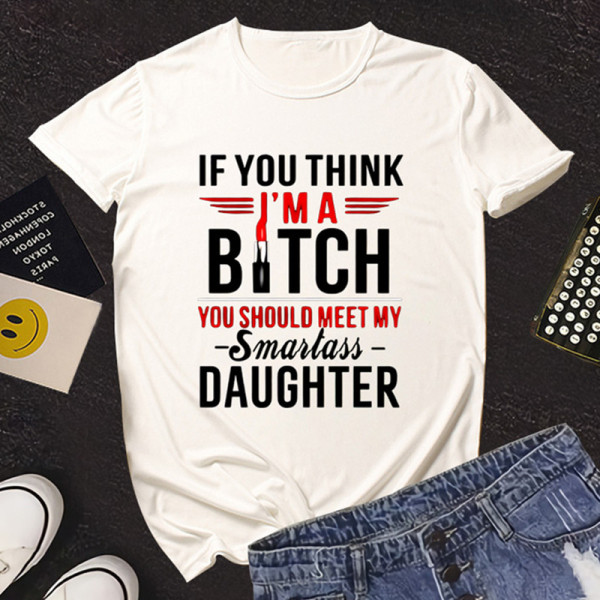 White Fashion Casual Print Basic O Neck T-Shirts