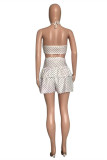 Pink Sexy Casual Dot Print Backless Halter Sleeveless Two Pieces Swimwear