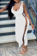 White Sexy Hollowed Out U Neck Pencil Skirt Dresses