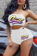 White Sexy Casual Letter Print Backless Strapless Sleeveless Two Pieces