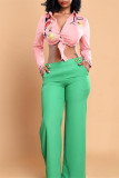 Green Fashion Casual Solid Pocket Regular High Waist Conventional Solid Color Bottoms