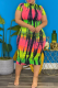 Green Sexy Print Patchwork Half A Turtleneck Pencil Skirt Dresses