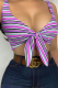 Purple Sexy Striped Bandage Spaghetti Strap Tops