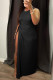 Black Sexy Casual Solid Slit O Neck Sleeveless Dress