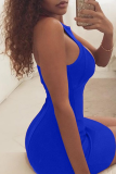 Black Sexy Solid Hollowed Out O Neck Pencil Skirt Dresses