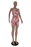 Pink Fashion Sexy Print Backless Strap Design Halter Sleeveless Two Pieces Swimwears