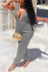 Grey Sexy Solid Patchwork V Neck Harlan Jumpsuits