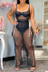 Black Sexy Solid Mesh Square Collar Irregular Dress Dresses