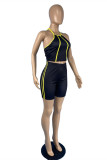 Yellow Sexy Casual Patchwork Vests O Neck Sleeveless Two Pieces