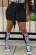 Black Sexy Casual Solid Strap Design Regular High Waist Skirt