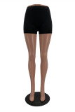 Black Yellow Fashion Casual Print Basic Skinny Mid Waist Shorts