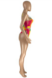 Purple Fashion Sexy Print Backless Swimwears