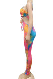 Red Sexy Print Hollowed Out Patchwork Frenulum Skinny Jumpsuits