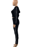 Pink Casual Print Patchwork Hooded Collar Long Sleeve Two Pieces