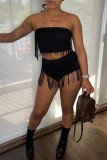 Red Fashion Sexy Solid Tassel Backless Swimwears