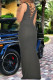 Black Casual Solid Patchwork Frenulum V Neck Pencil Skirt Dresses