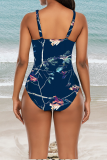 Colour Sexy Print Hollowed Out Split Joint Mesh Swimwears