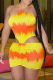 Yellow Sexy Print Hollowed Out Halter Pencil Skirt Dresses