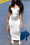 White Sexy Casual Solid Basic O Neck Vest Dress