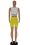 Rose Red Sexy Solid Hollowed Out O Neck Sleeveless Two Pieces