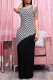 Black Casual Print Patchwork U Neck Vest Dress