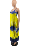 Multicolor Sexy Print Patchwork Spaghetti Strap Straight Dresses
