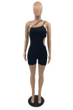 White Fashion Sexy Solid Hollowed Out Backless One Shoulder Skinny Romper
