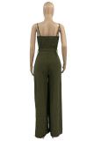 Purple Fashion Sexy Solid Backless Slit Spaghetti Strap Regular Jumpsuits
