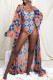 Multicolor Fashion Sexy Print Long Sleeve Cardigan Swimwears Set