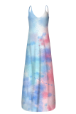 Pink Casual Patchwork Tie-dye V Neck Straight Dresses
