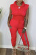 Red Casual Solid Patchwork Hooded Collar Sleeveless Two Pieces