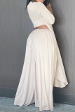Light Gray Fashion Casual Solid Asymmetrical O Neck Long Sleeve Two Pieces