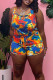 Yellow Casual Print Patchwork U Neck Sleeveless Two Pieces