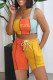 Orange Fashion Casual Print Patchwork Square Collar Sleeveless Two Pieces