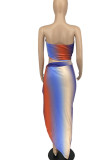 Multicolor Sexy Print Patchwork Asymmetrical Swimwears